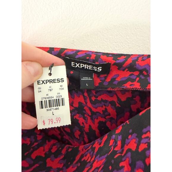 NWT Express Womens Satin Y2K Style Abstract Cowl Neck Slip Dress Spaghetti Large - Picture 4 of 6